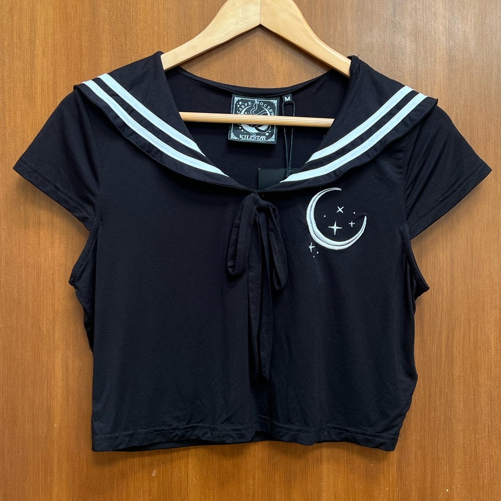 NEW Killstar Anri Black Sailor Crop Top - Picture 3 of 8